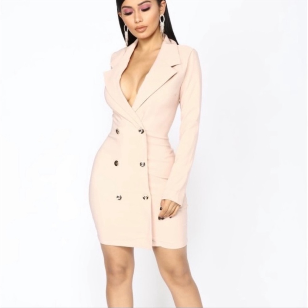 Fashion nova nude blazer dress